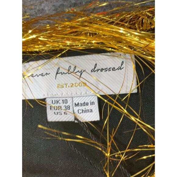 NWT Never Fully Dressed Gold Fringe Maxi Dress Tinsel Maxi 6 - Picture 7 of 7